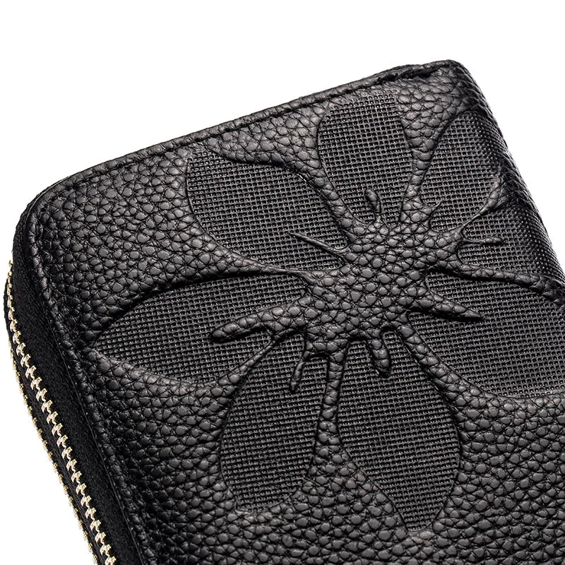 Long Wallet in Genuine Leather Women's Double Zipper Style