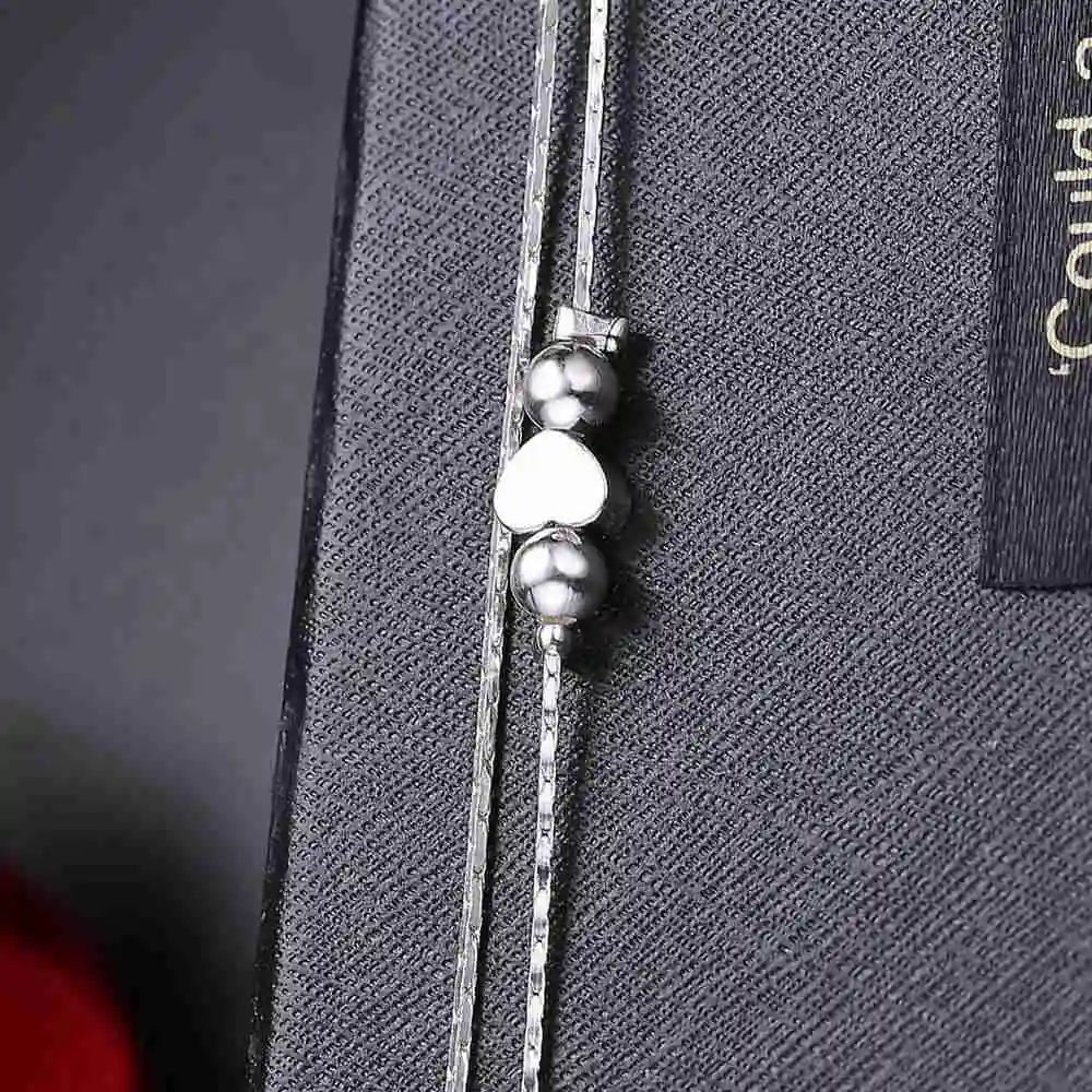 Heart-Shaped 925 Silver Anklet Bracelet – Women's Fashion Jewelry