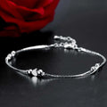 Heart-Shaped 925 Silver Anklet Bracelet – Women's Fashion Jewelry