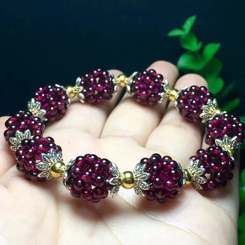Natural Garnet Bead Bracelet Jewelry for Women