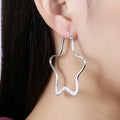925 Silver 55MM Star Hoop Earrings Women Jewelry