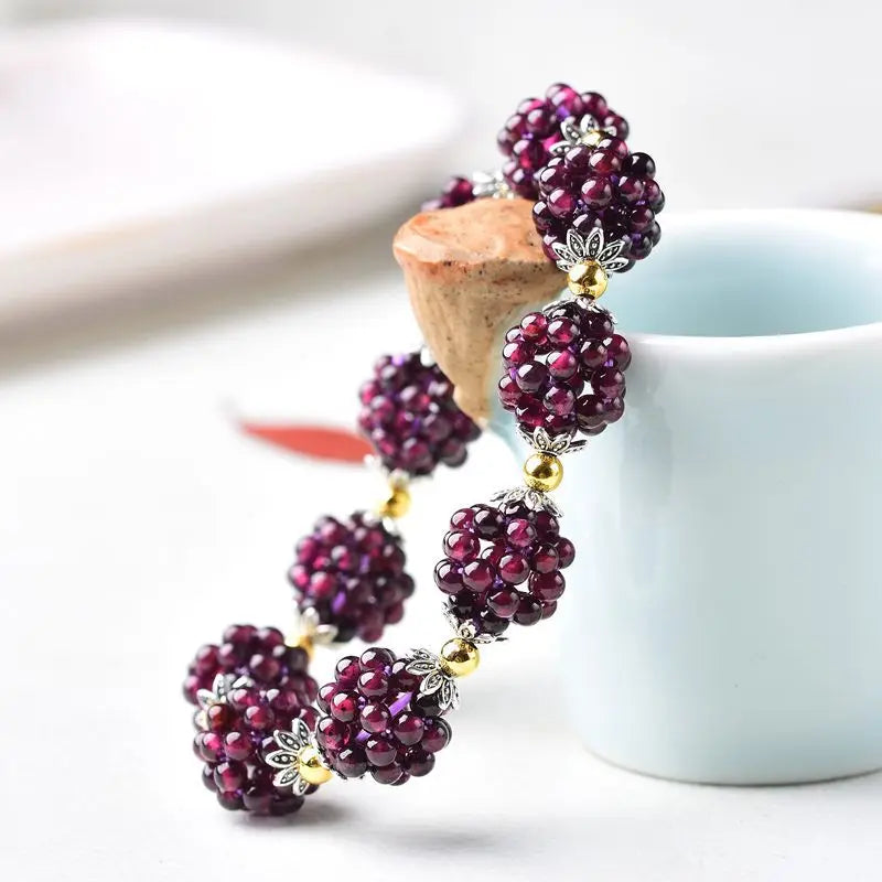 Natural Garnet Bead Bracelet Jewelry for Women