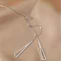 925 Silver Geometric Triangle Necklace for Women, Adjustable