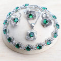 Zirconia Bridal Jewelry Set 925 Silver Earrings Ring Necklace