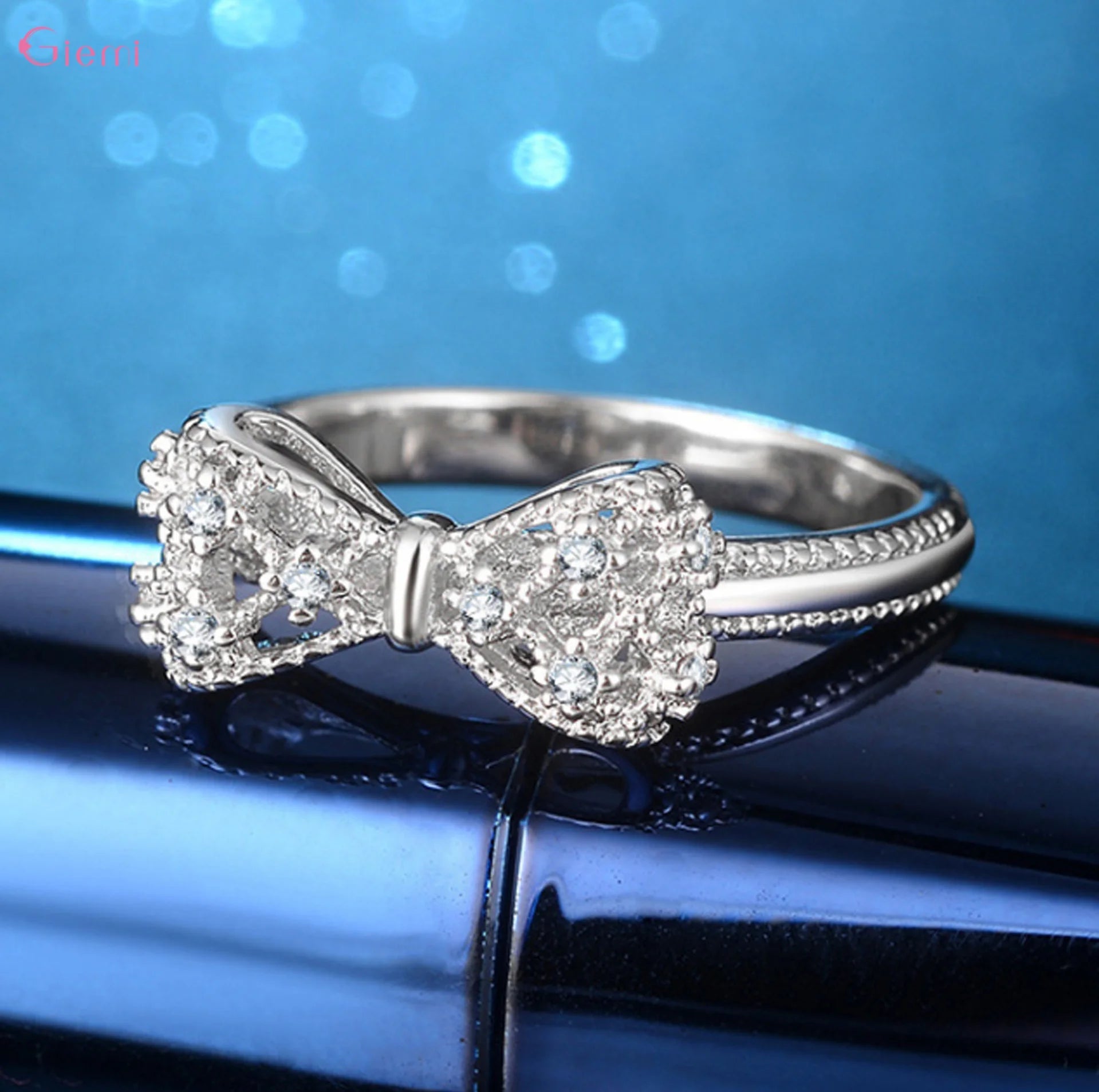 925 Sterling Silver Bowknot CZ Ring – Trendy Wedding Jewelry