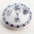 Zirconia Bridal Jewelry Set 925 Silver Earrings Ring Necklace