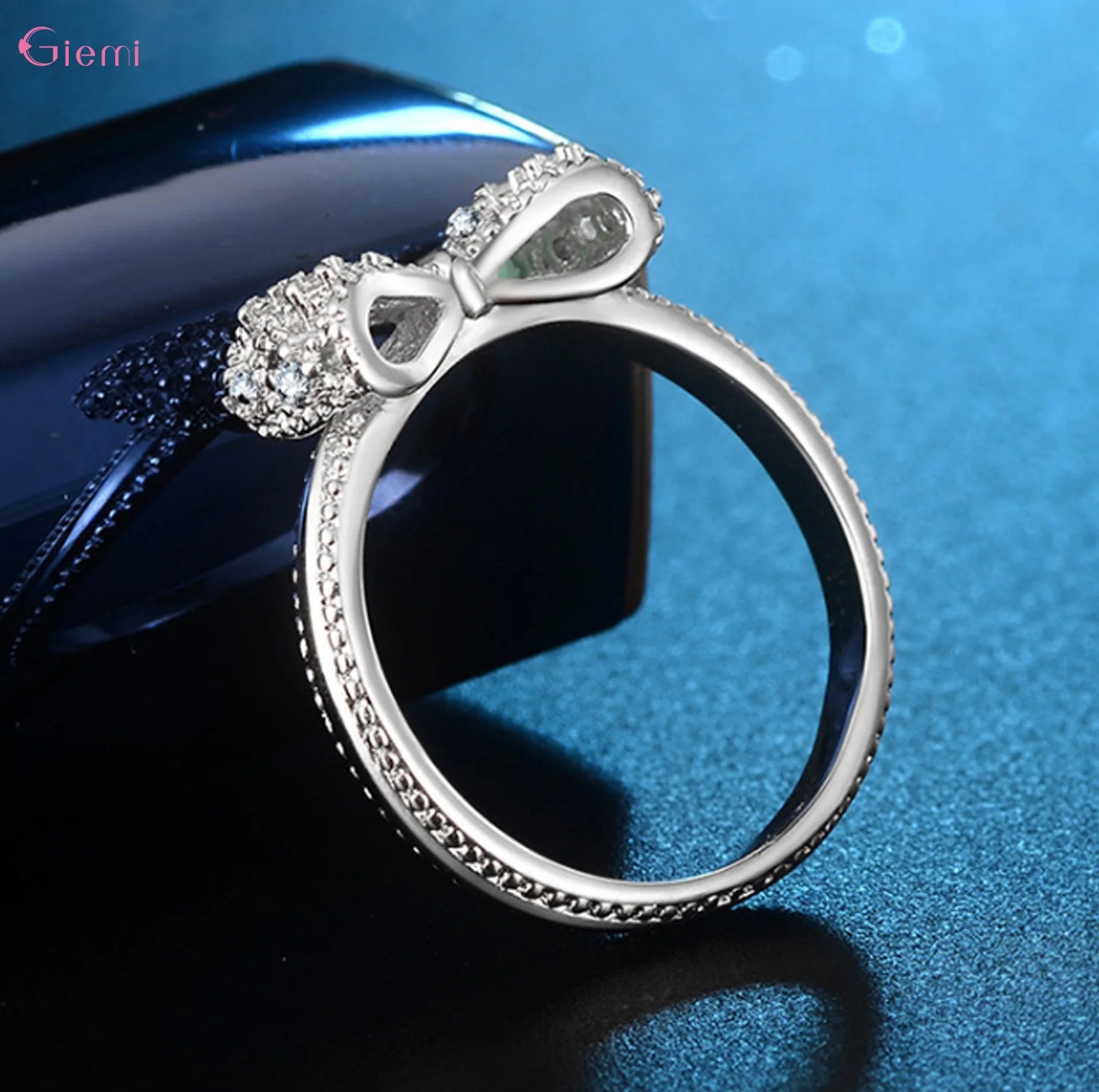925 Sterling Silver Bowknot CZ Ring – Trendy Wedding Jewelry