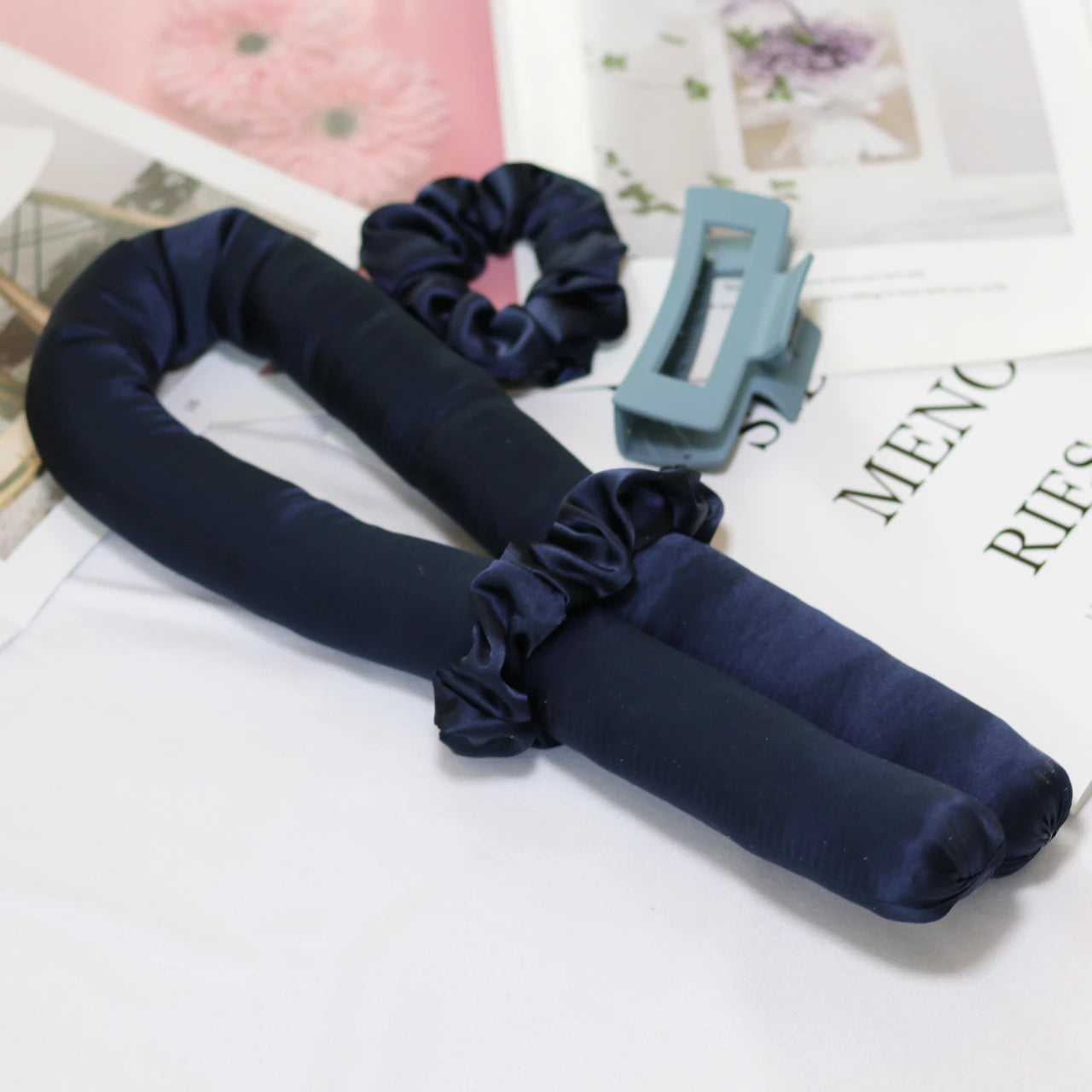 Pure Silk Heatless Curls Hair Rollers Set with Clips & Ribbon