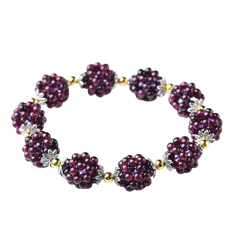 Natural Garnet Bead Bracelet Jewelry for Women