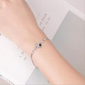 925 Silver CZ Lucky Four Leaf Bracelet Gift for Women Girls
