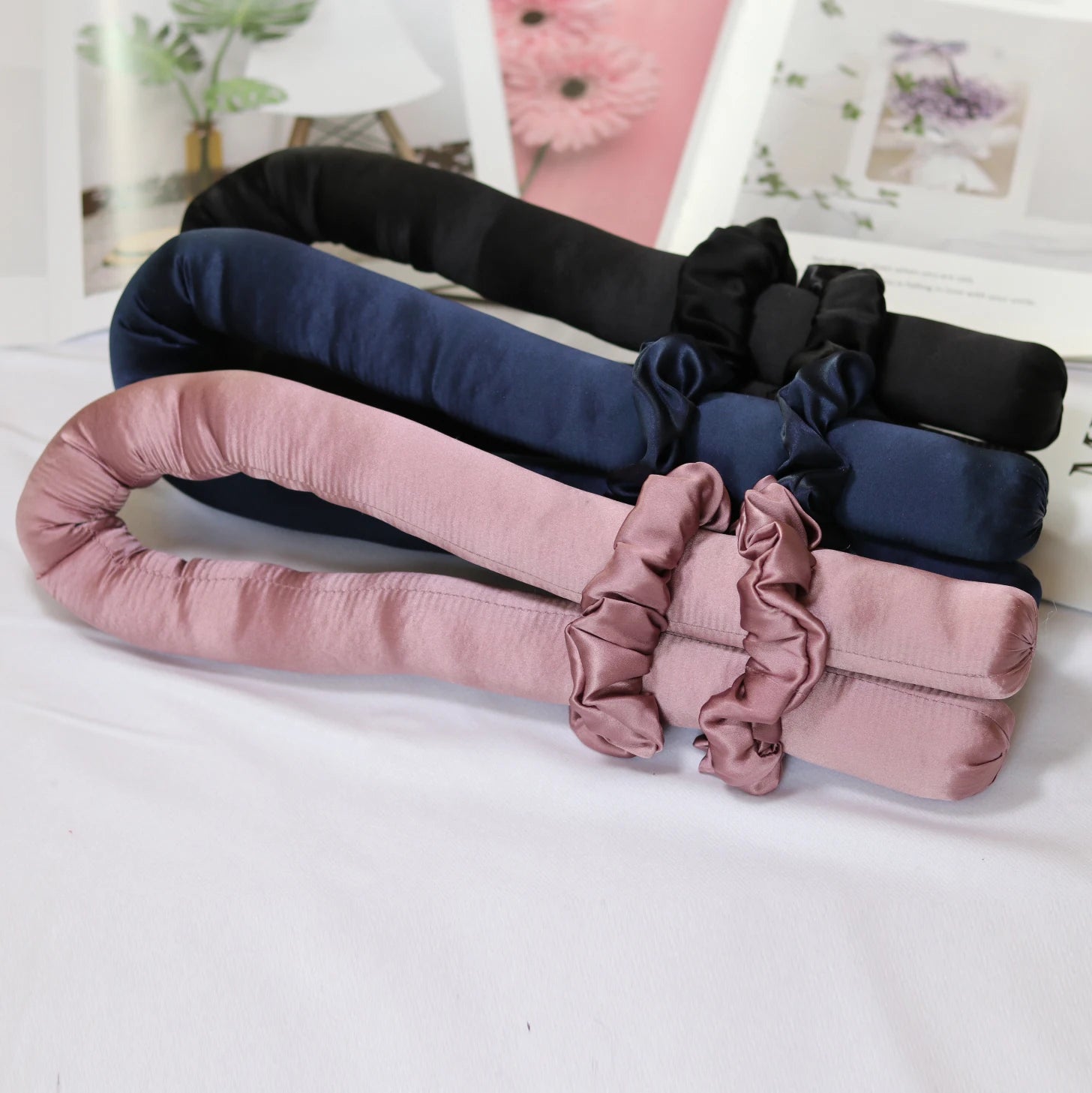 Pure Silk Heatless Curls Hair Rollers Set with Clips & Ribbon