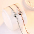 925 Silver CZ Lucky Four Leaf Bracelet Gift for Women Girls