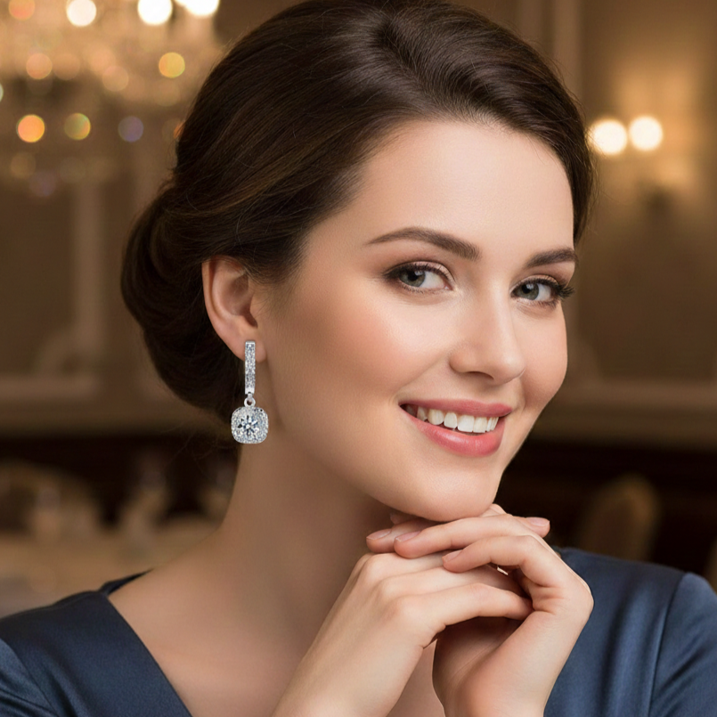 2CT Moissanite Huggie Hoop Earrings 925 Silver Dainty Jewelry