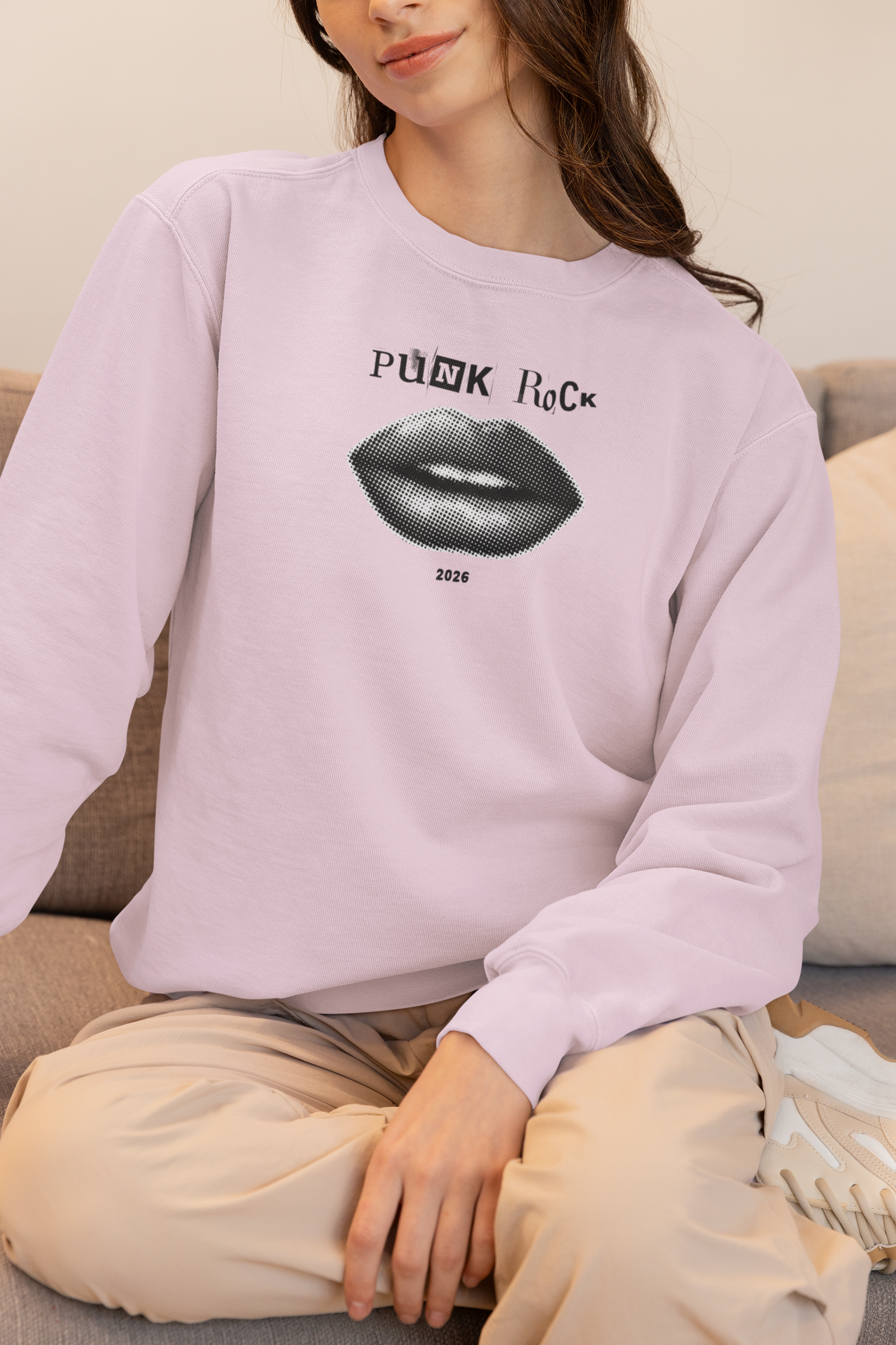 Punk Rock Lip Graphic Sweatshirt