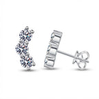 Moissanite Smile Stud Earrings – 925 Sterling Silver Sparkle