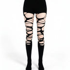 Gothic Black Mesh Tights – Spider-Web Y2K Punk Stockings