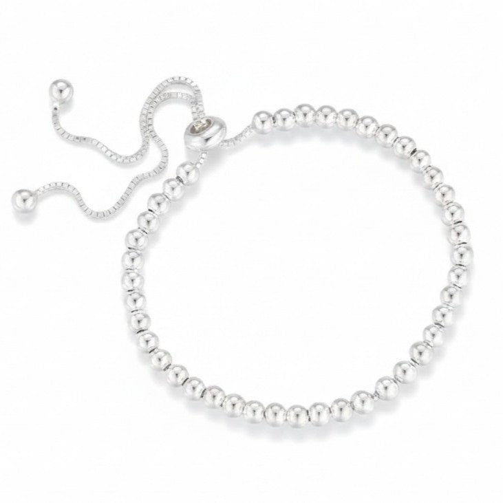 925 Sterling Silver Bracelet – Elegant Adjustable Beads