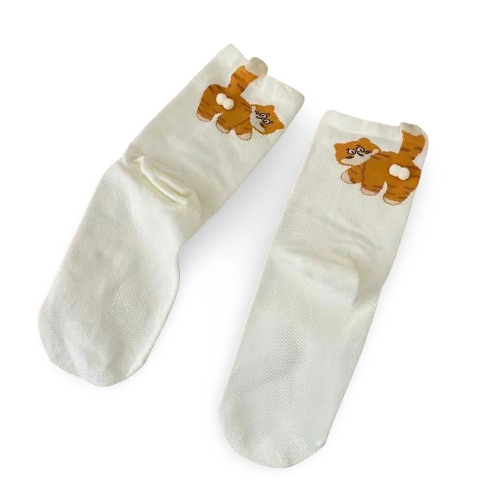 Cute Cat Socks – Soft Korean Mid-Calf Cotton Knit