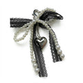 Pearl Bow Keychain – Heart Charm Lace Bag & Car Accessory