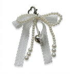 Pearl Bow Keychain – Heart Charm Lace Bag & Car Accessory