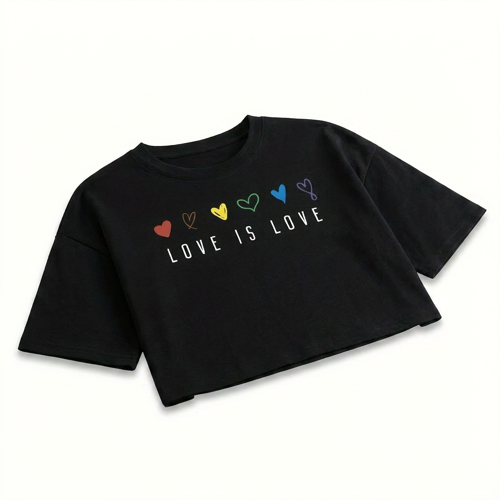 Pride Crop Top – Effortless Comfort with Colorful Heart Print