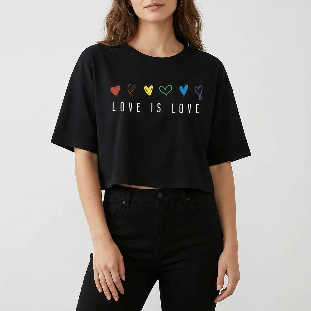 Pride Crop Top – Effortless Comfort with Colorful Heart Print