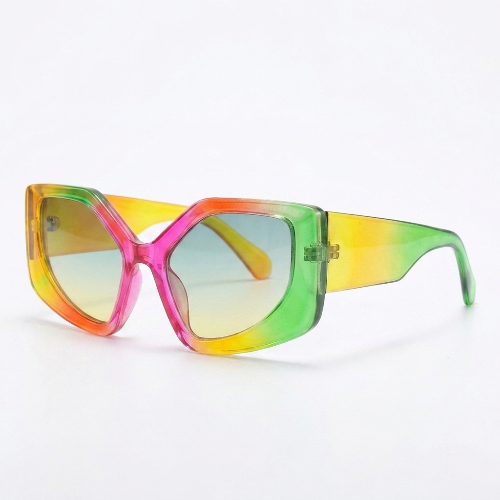 Rainbow Cat Eye Sunglasses – Bold UV Protection with Oversized Frame