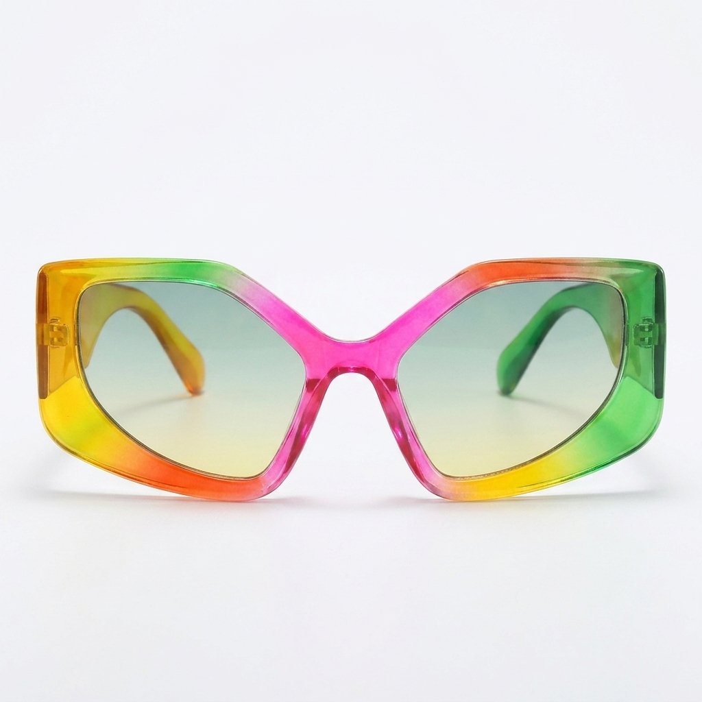 Rainbow Cat Eye Sunglasses – Bold UV Protection with Oversized Frame