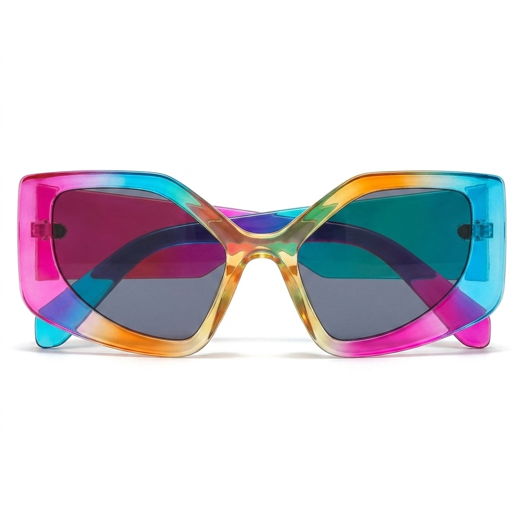 Rainbow Cat Eye Sunglasses – Bold UV Protection with Oversized Frame