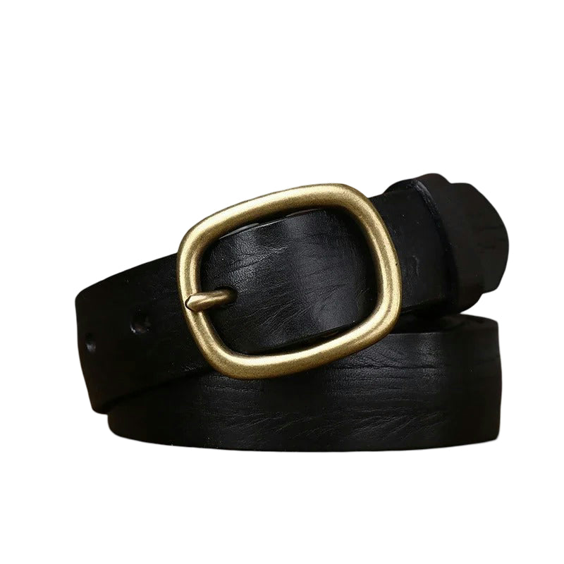 Retro Leather Belt – Waist-Defining Fit + Copper Pin Buckle