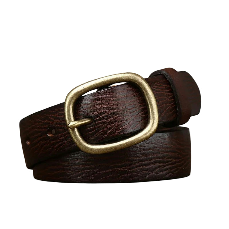 Retro Leather Belt – Waist-Defining Fit + Copper Pin Buckle