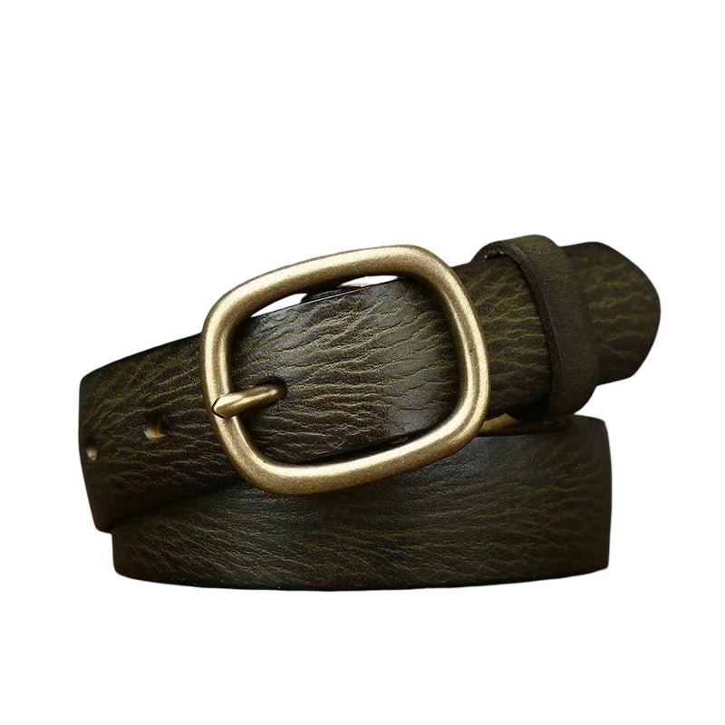 Retro Leather Belt – Waist-Defining Fit + Copper Pin Buckle