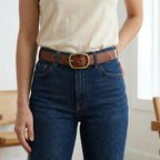 Retro Leather Belt – Waist-Defining Fit + Copper Pin Buckle