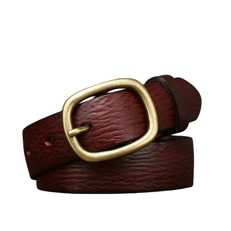 Retro Leather Belt – Waist-Defining Fit + Copper Pin Buckle