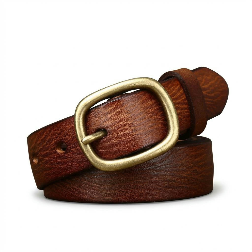 Retro Leather Belt – Waist-Defining Fit + Copper Pin Buckle