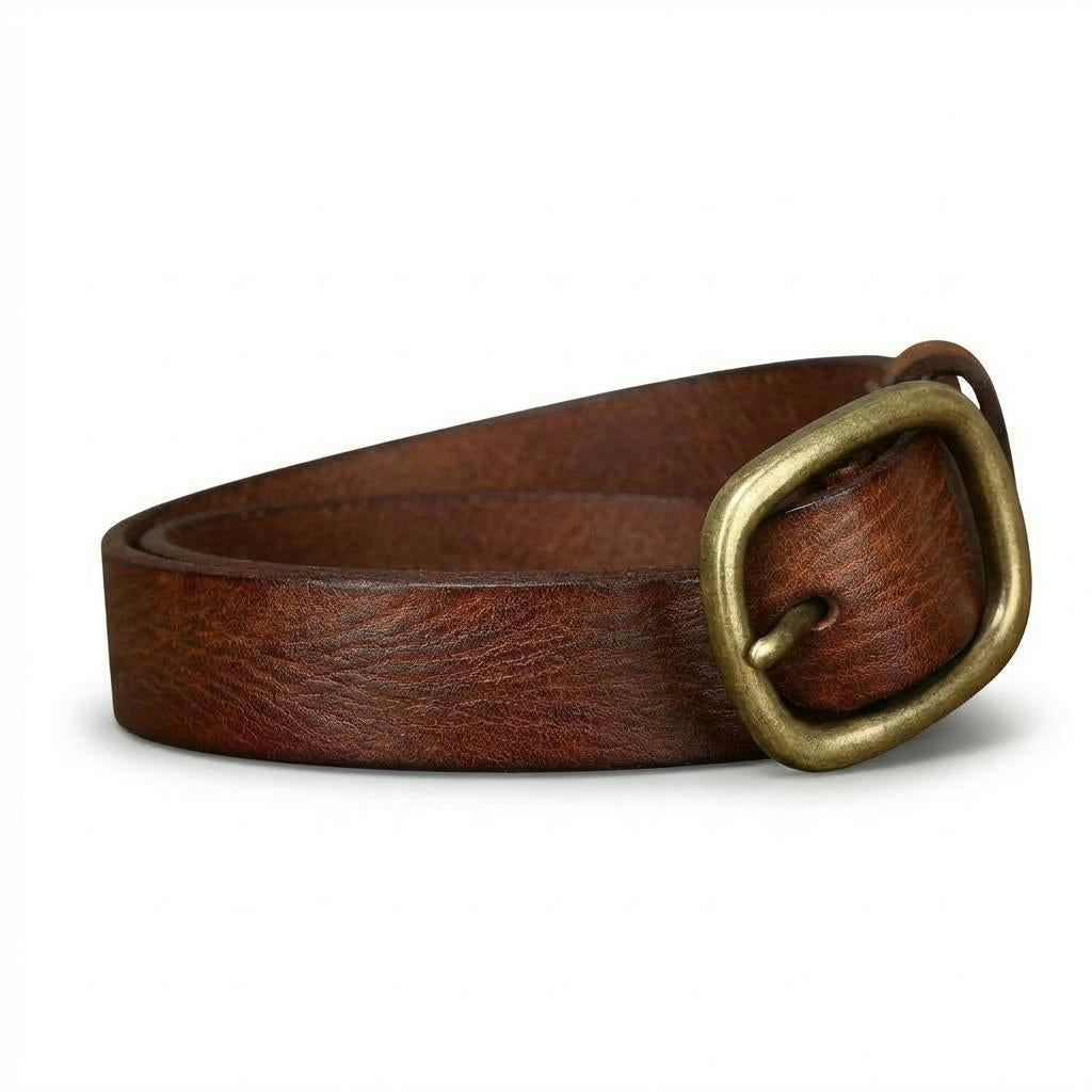 Retro Leather Belt – Waist-Defining Fit + Copper Pin Buckle