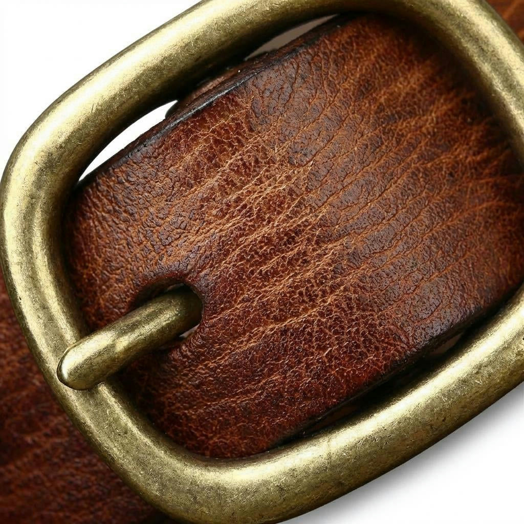 Retro Leather Belt – Waist-Defining Fit + Copper Pin Buckle
