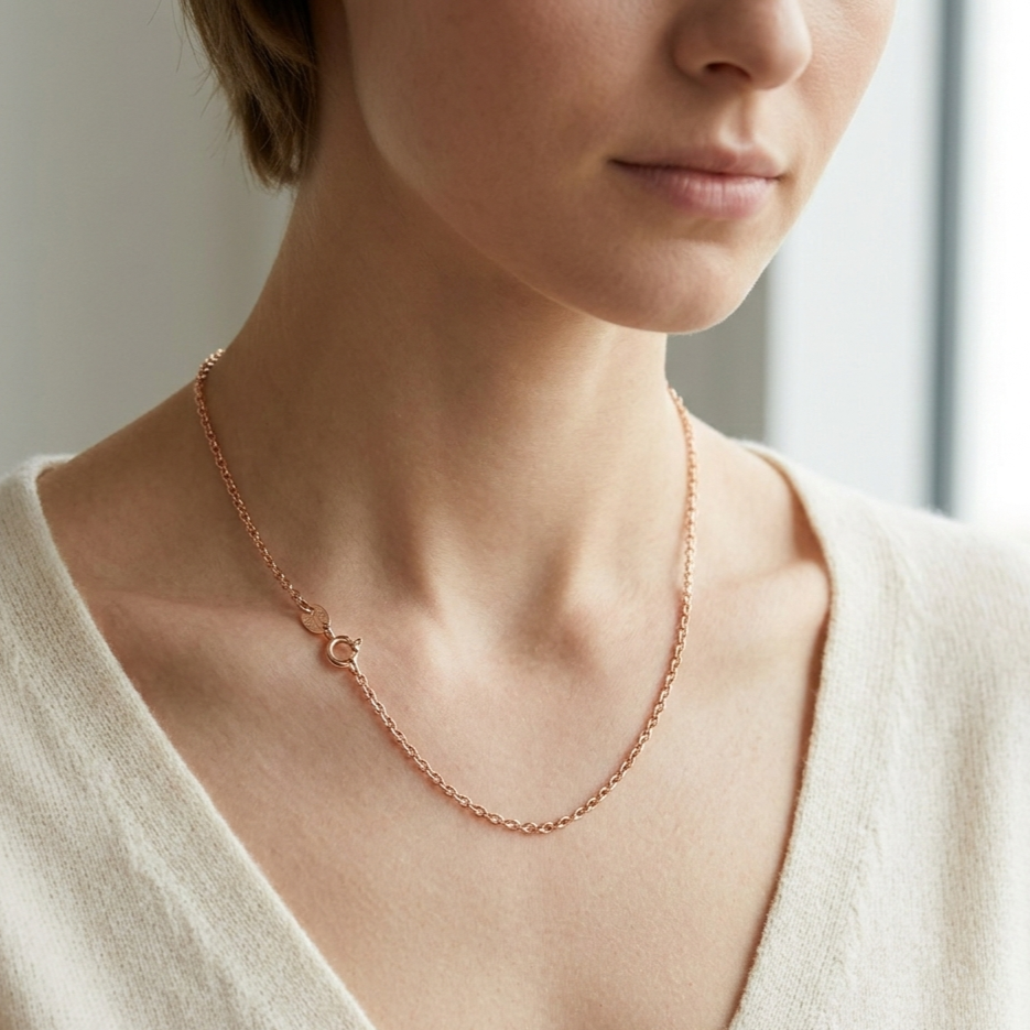 Rose Gold Cable Chain Necklace – 925 Silver