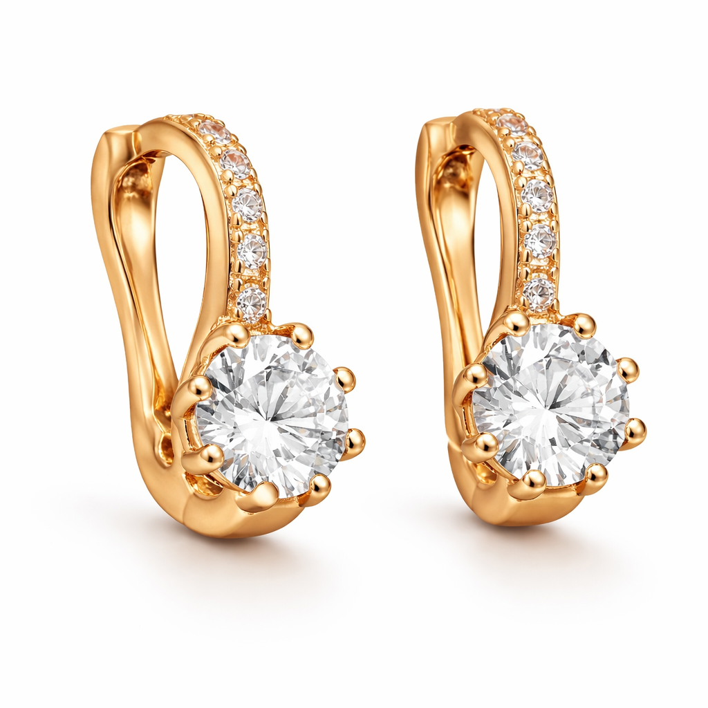Rose Gold Earrings – Elegant Sparkle Cubic Zirconia Studs