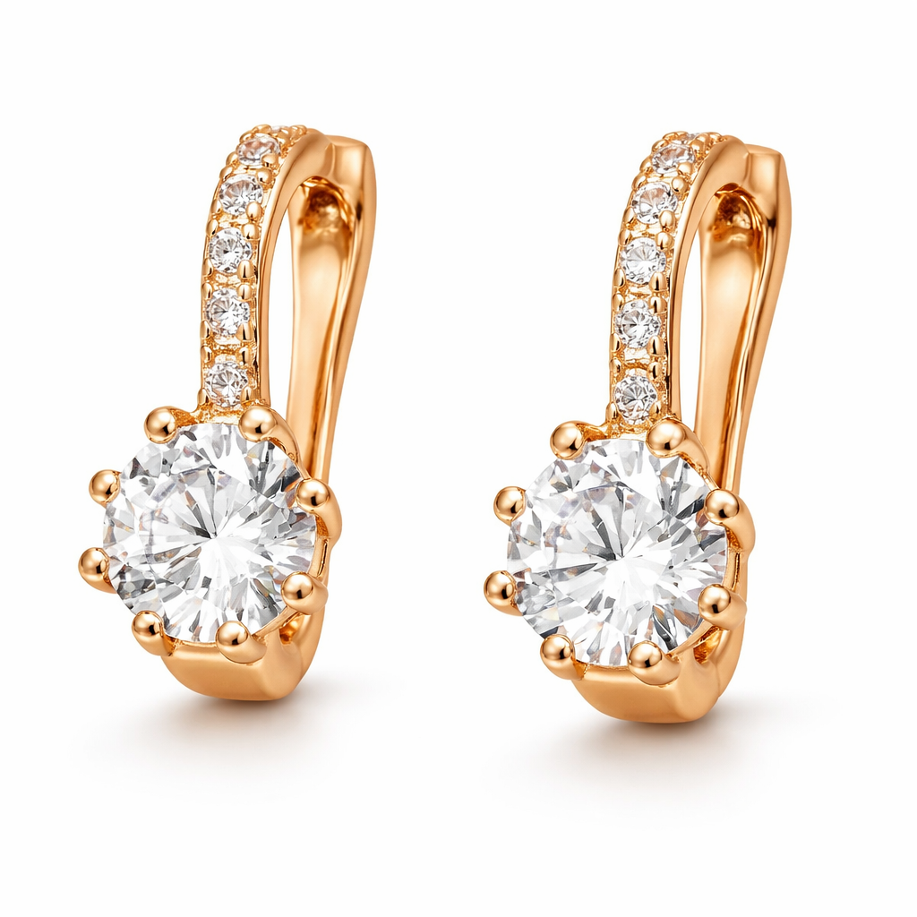 Rose Gold Earrings – Elegant Sparkle Cubic Zirconia Studs