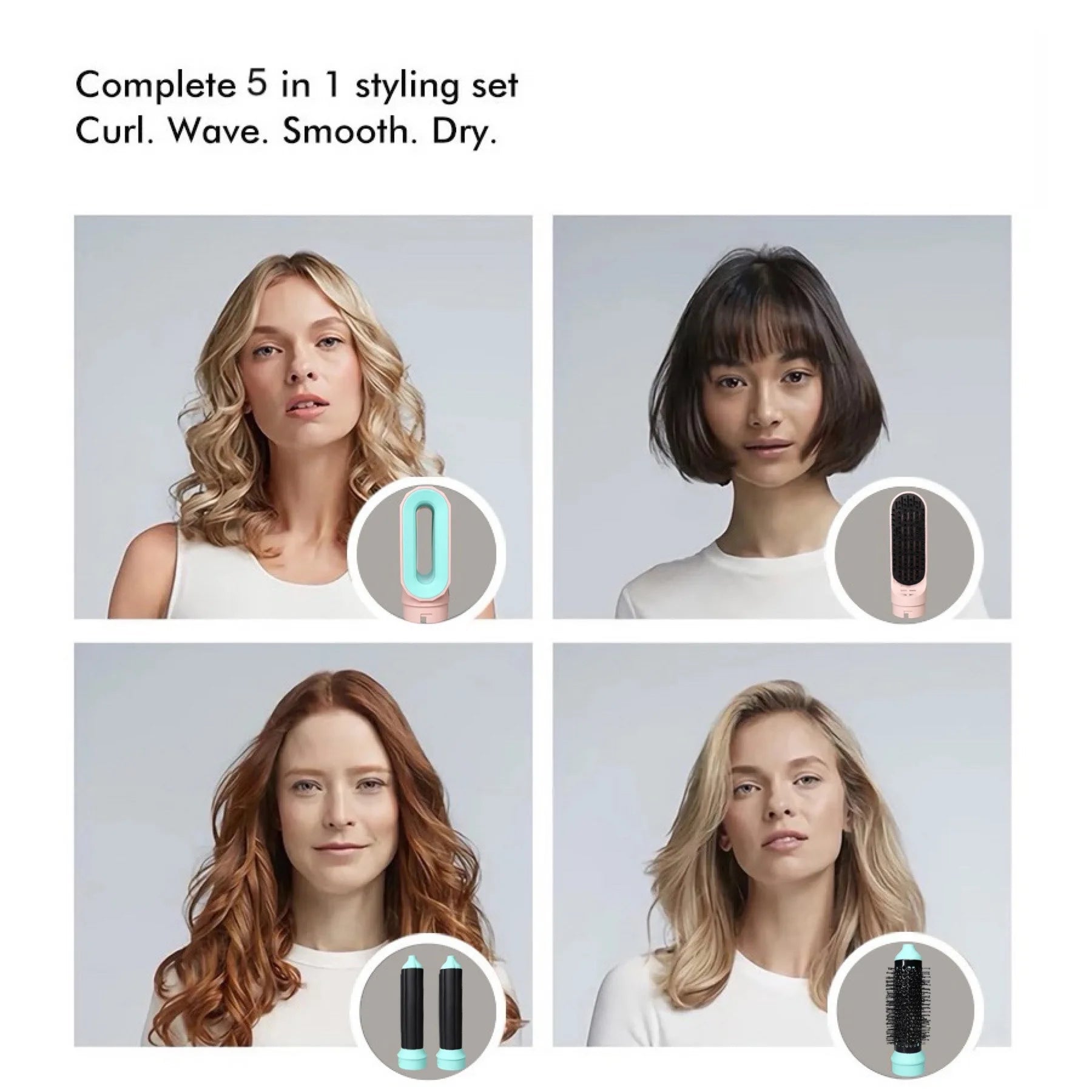 5-in-1 Multi Styler Hair Dryer | Curling Barrel & Hot Air Brush Styling Tool