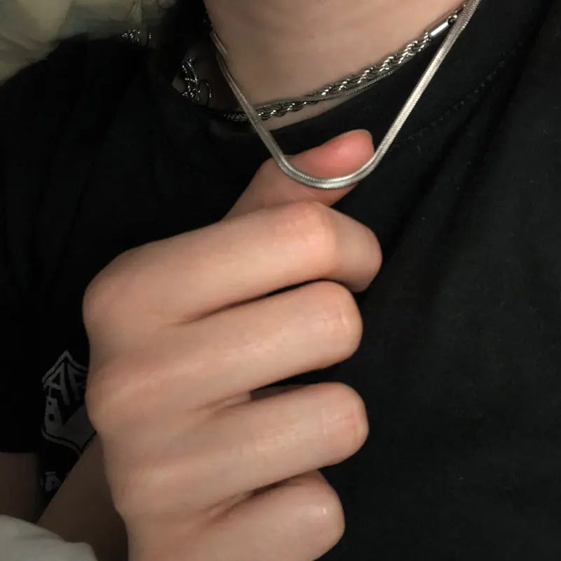925 Silver Blade Chain Necklace/Bracelet Men Women Gift