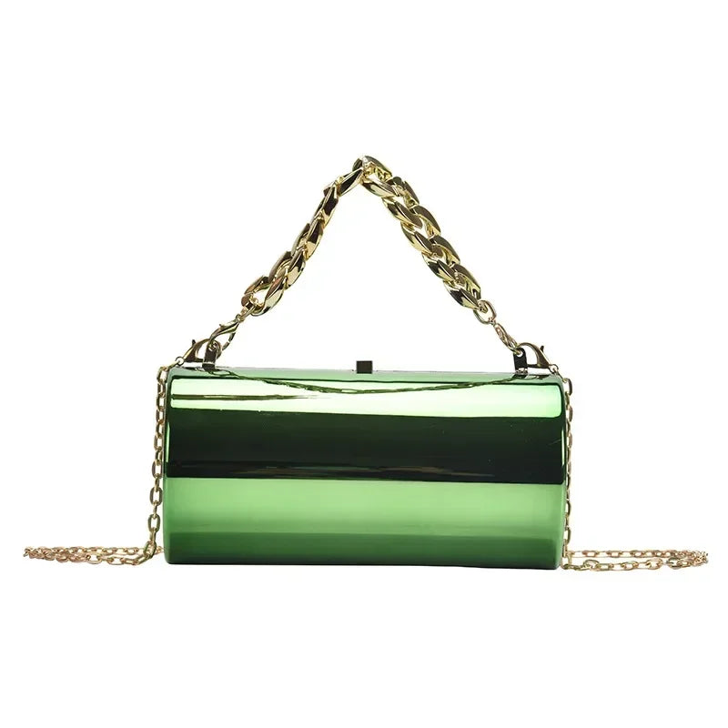 Women's Gold Cylinder Clutch – Mini Party Crossbody Bag