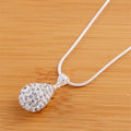 925 Silver Water Drop Zircon Necklace 18–24