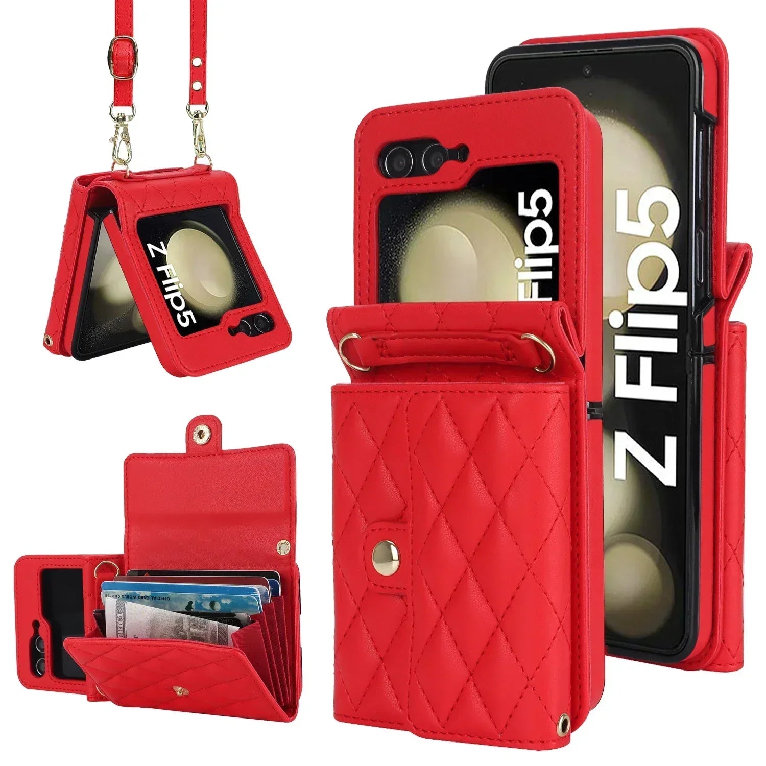 Leather Crossbody Wallet Case Flip Cover