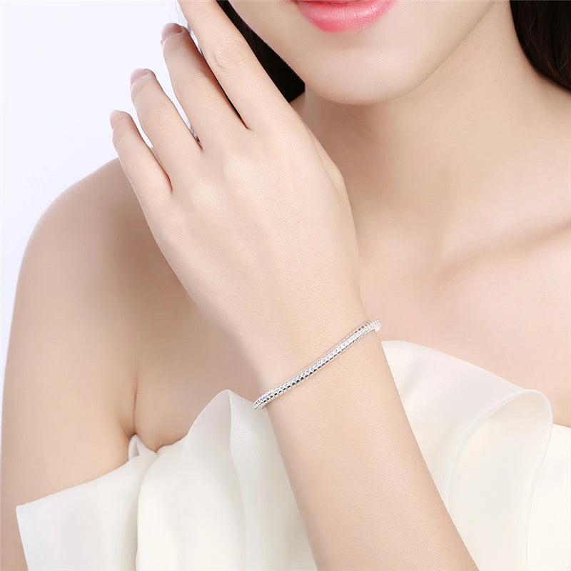 925 Silver 3mm Snake Chain Bracelet 8" Women’s Jewelry