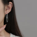 925 Sterling Silver Double Tassel Earrings, Long Sparkling Chains