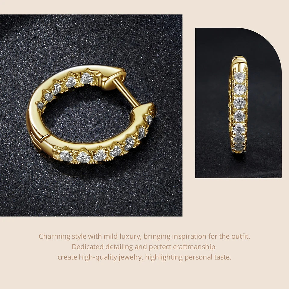 Moissanite Hoop Earrings 925 Silver D Color Hypoallergenic