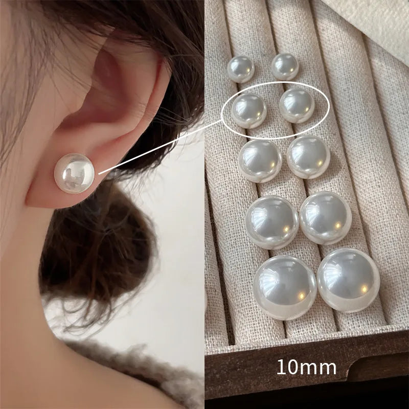 Pearl Stud Earrings – Classic Shine + S925 Silver Posts