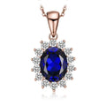 Princess Diana Inspired Blue Sapphire Ruby Emerald 925 Silver Pendant